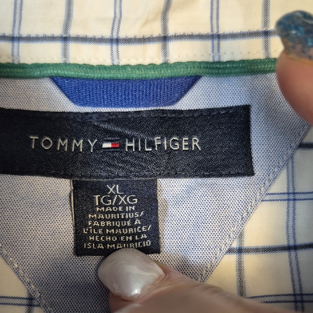 Tommy Hilfiger Blue and White Casual Button Down Shirt - Picture 2 of 14